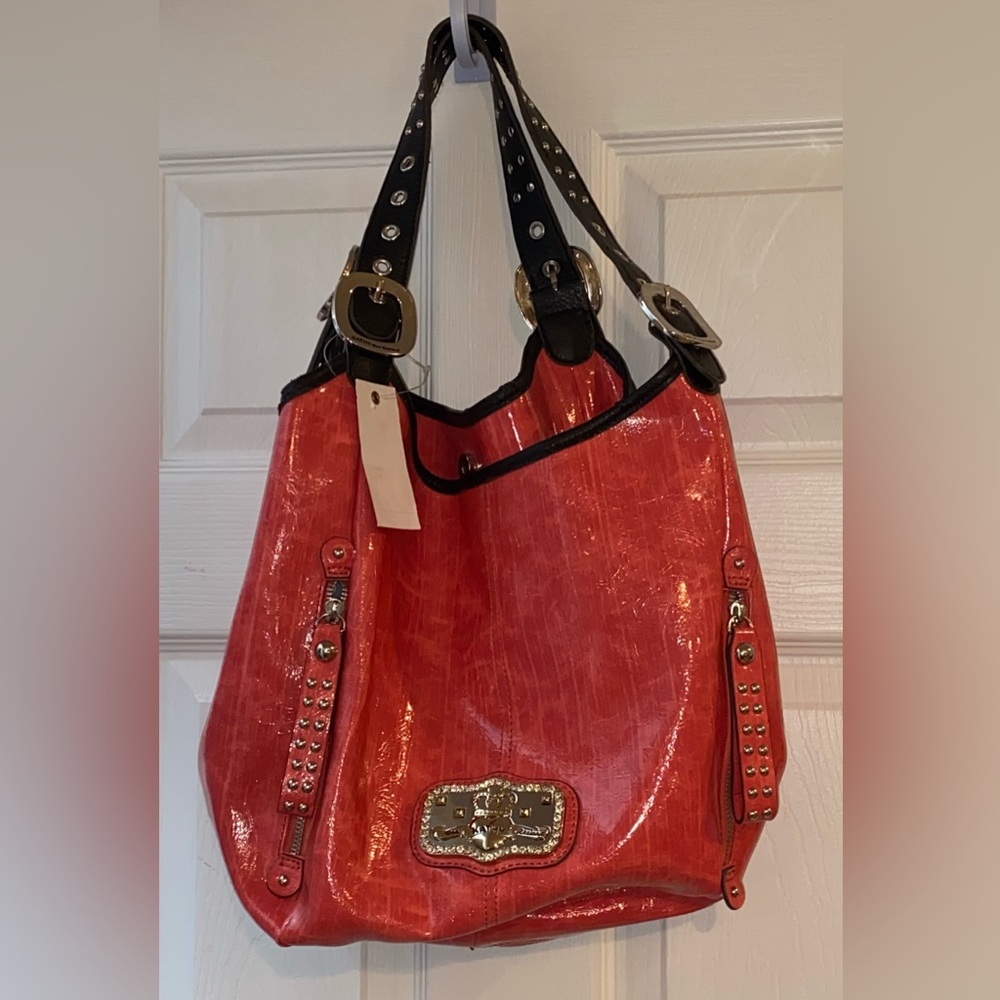 NWT Kathy Van Zeeland, pink satchel bag, minor damage, see pics